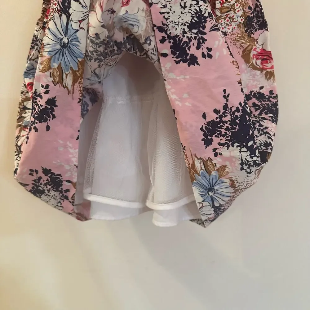 Toddler Girls Fancy Dress sz 3T Pink floral dress Two Piece Special Occasion